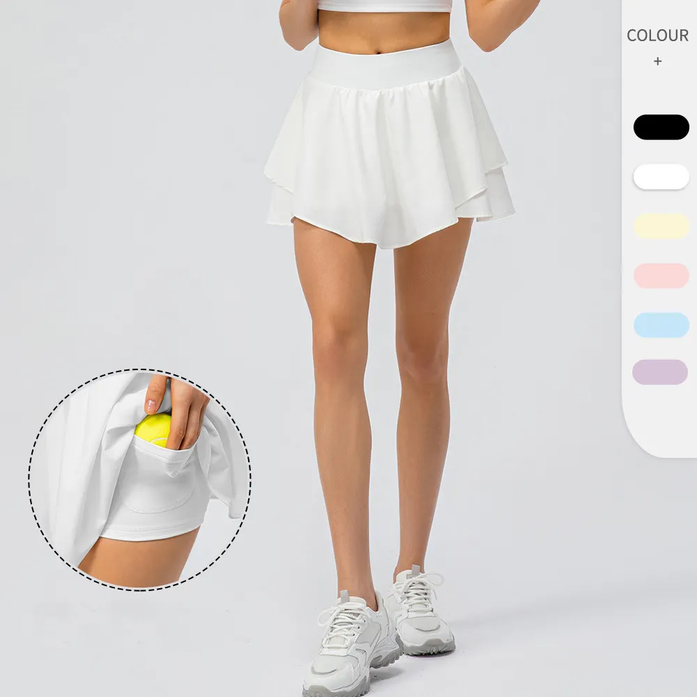 Custom Women 2 in 1 Tennis Skirt With Pocket Workout Shorts Gym Fitness Running Yoga Golf Pleated High Waist Tennis Skirts