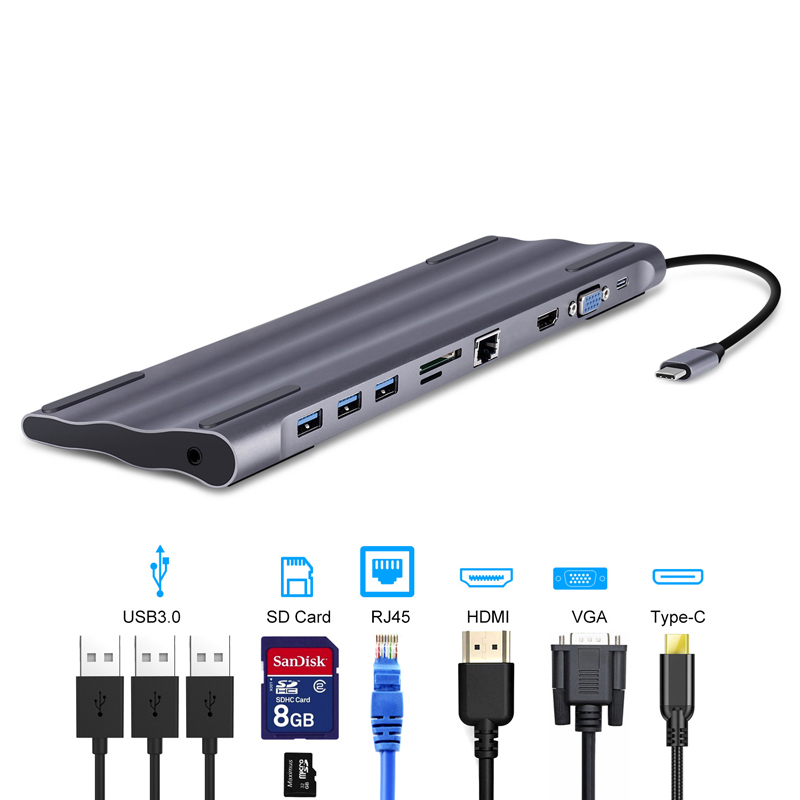 USB Тип C док-станция для ноутбука док-станция Usb 3,0 usb-c TYPE-C концентратор адаптер для ноутбука Apple C Тип ноутбука