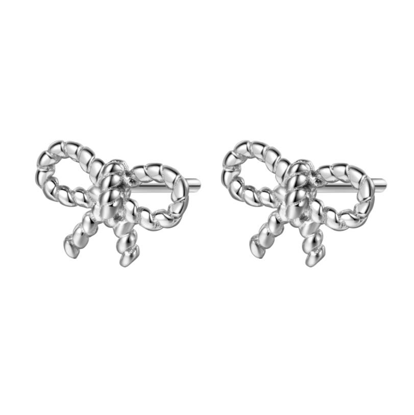 Small size bowknot star and moon music sign stud high quality sterling silver earrings