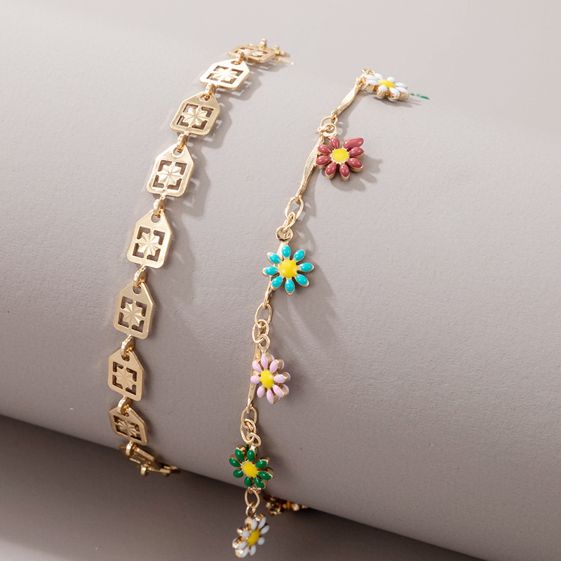 Bohemian Colorful Flower Beads Bracelet For Women Gold Color Summer Ocean Beach Ankle Bracelet Foot Leg Chain Jewelry 2021 NEW