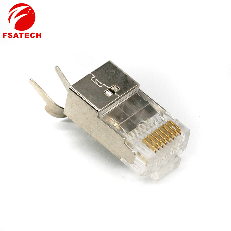 Высококачественный Кабельный разъем FSATECH lan, utp cat6 rj45 8p8c, разъем с позолоченным кабельным разъемом cat5e rj45 8p8c
