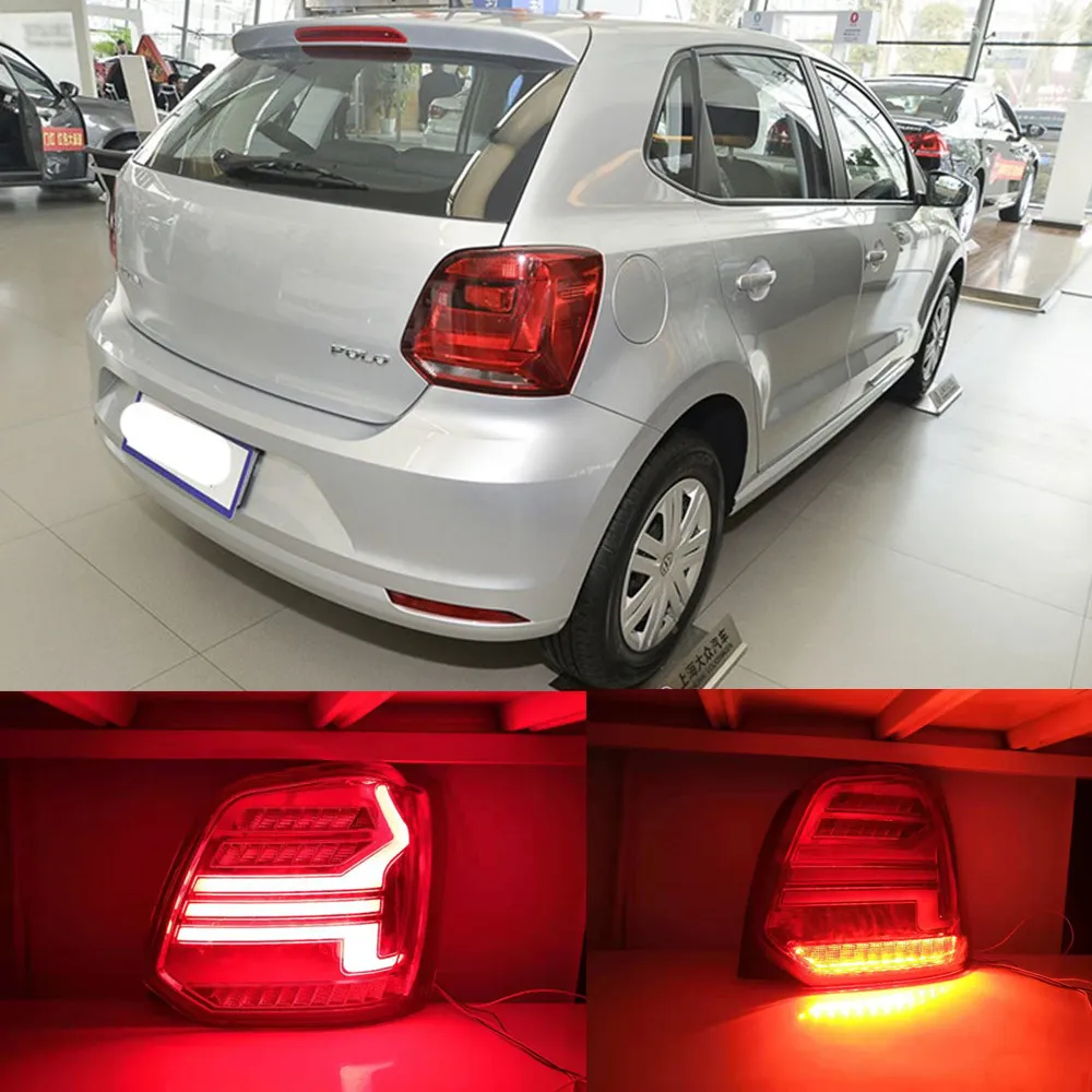 1 пара для Volkswagen WV Polo 2011 2012 2013 2014 2015 2016 2017 2018 2019 Автомобильные светодиодные задние фонари стоп-сигналы сигнальные лампы