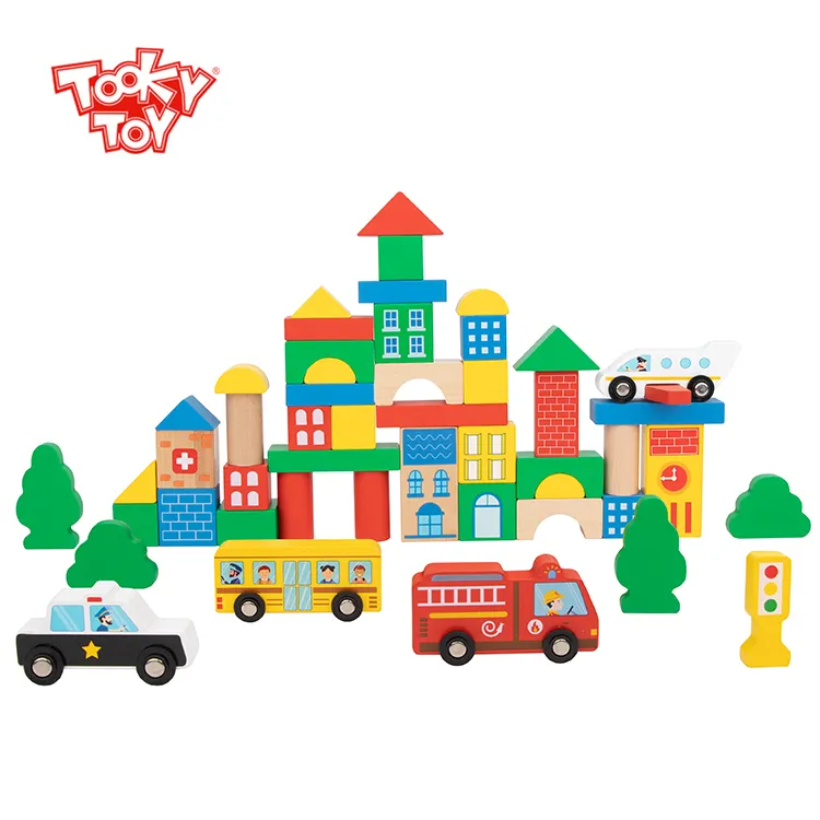 2021 New kids wooden toys City Block building Block educational toys for children