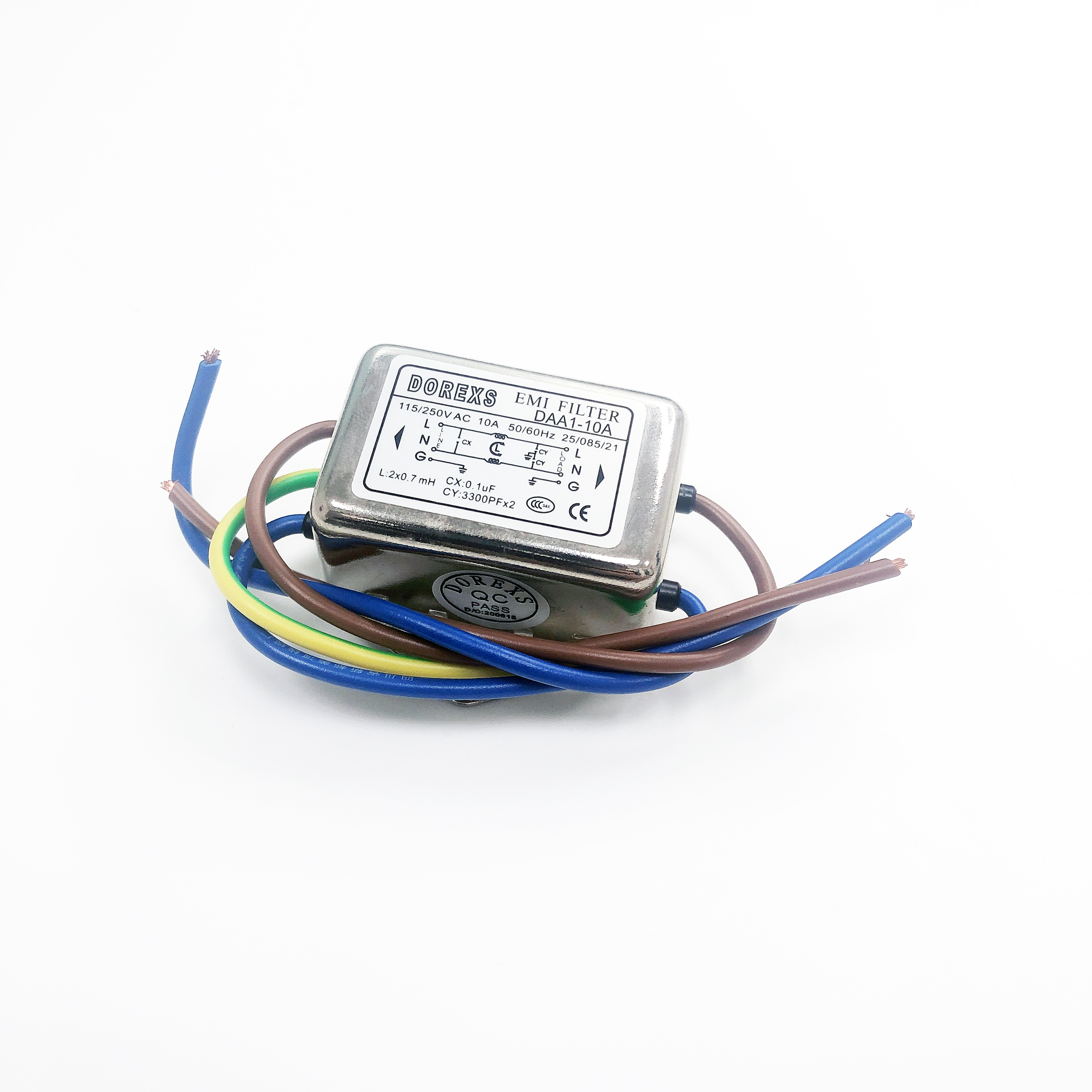 EMI шумовой фильтр низких частот 115V/250V 25/085/21 20 ~ 100db 30-100db 50/60hz линии: 1500VDC 1A ~ 10A, CE, CQC, CN;SIC коробка медь dorexs