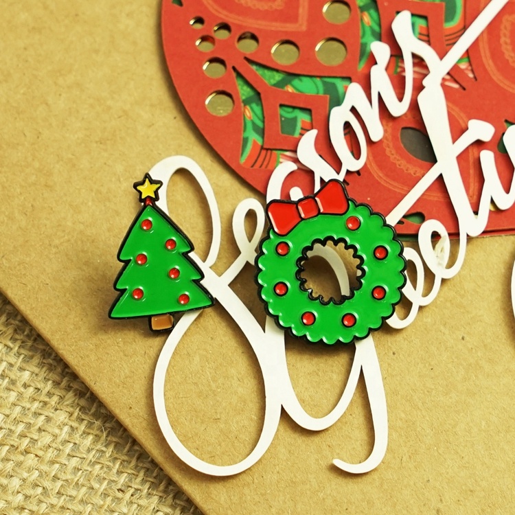 Westar RTS Merry Christmas Holiday Gifts Art Custom Brooch Girl Black Nickel Lapel Pins Custom Badge Metal Enamel Pin Manufactur