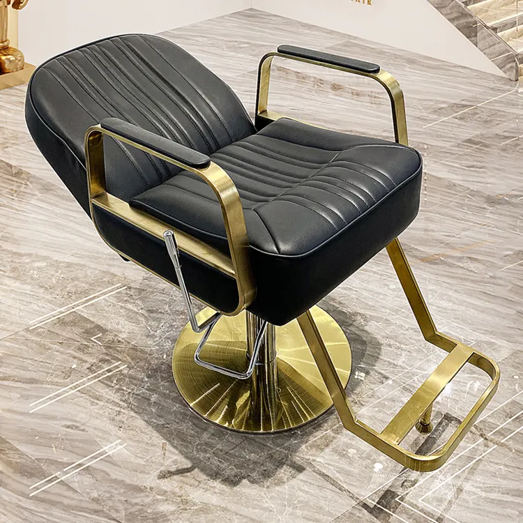 Modern luxury style hairdressing barber shop salon equipment leather beauty salon furniture beauty golden barber chair