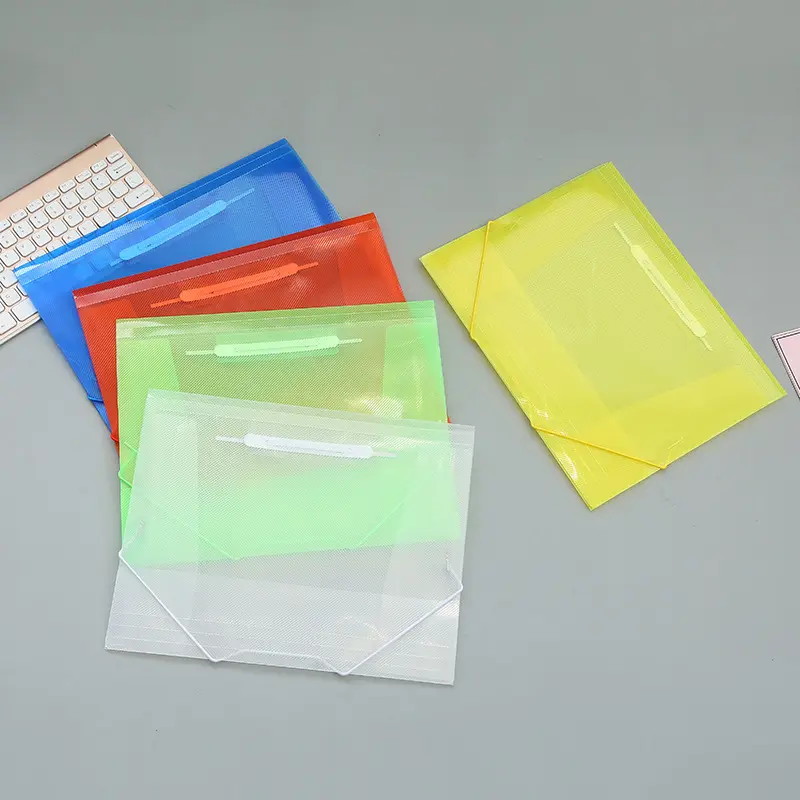 Hot Sales Office Supplies A4 Size File Bag With Elastic Rope PP Document Transparent File Bag