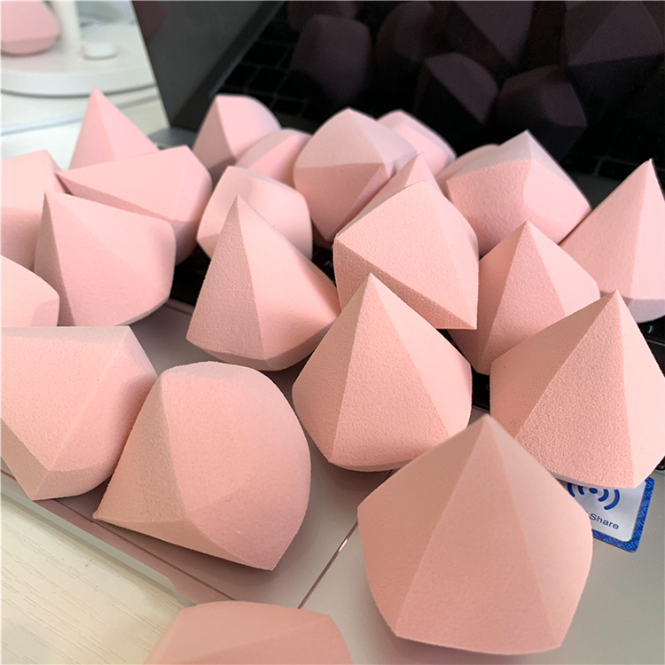 carton water drop rainbow color changing micro fiber carton color changing pointed baby skin pink diamond beauty sponge