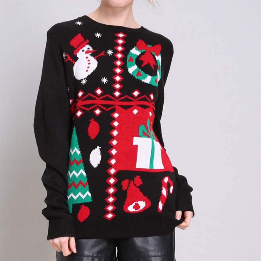 Acrylic Women Knitting Patterns Christmas Pullover Sweater