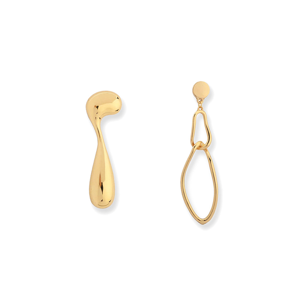High Quality Gold Plated Irregular Alloy Drop Earrings Luxury Temperament Asymmetry Gold Earrings