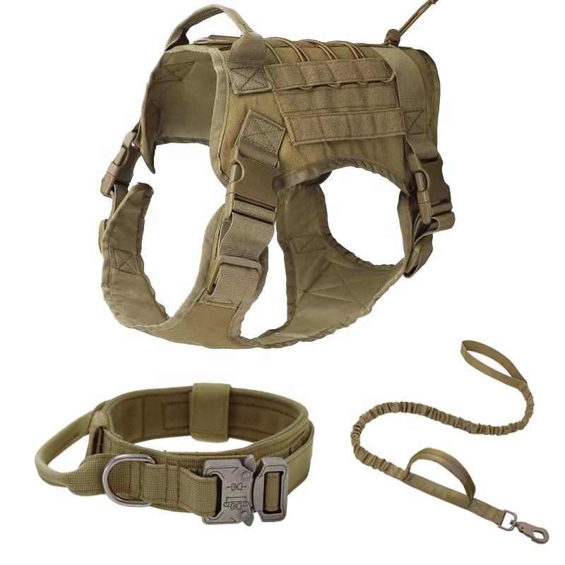 Adjustable K9 tactical dog collar and leash set Durable Nylon Lead For Medium Large dog Walking Training hiking
