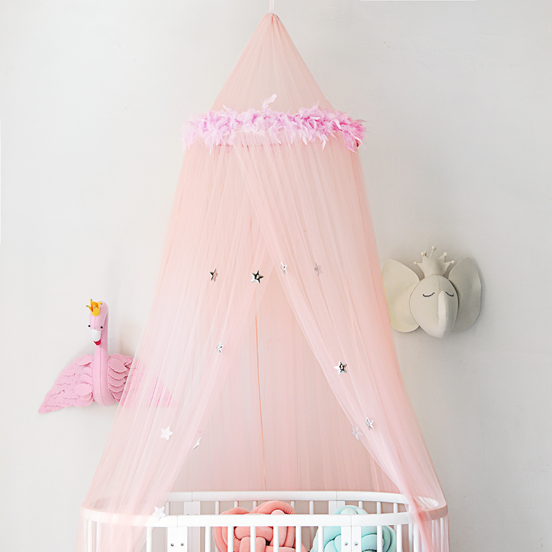 Pophorn Summer Nyloon Loose Mosquito Net Kids Window Screen Round Baby Bed With Mosquito Net