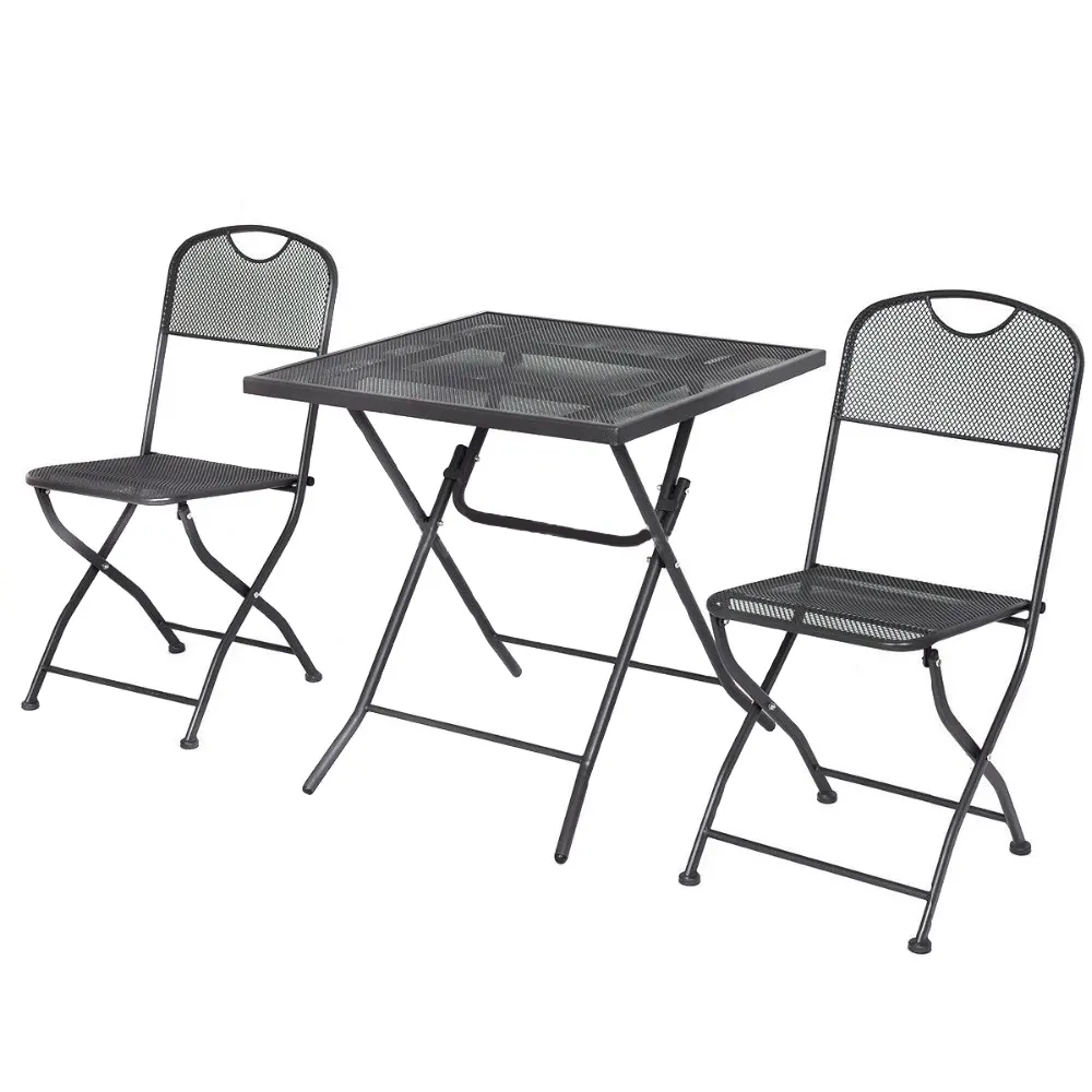 New Arrival Furniture Outdoor Garden Patio Dining Metal Folding Chairs and Tables Sets 2 Chairs and 1 Table 