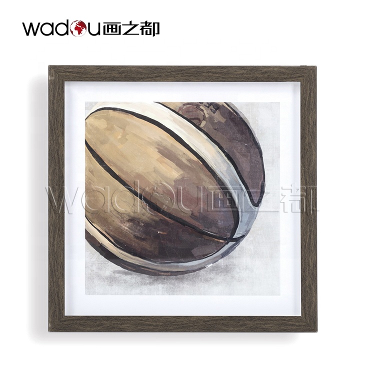 OEM Wholesale Paintings Gifts Glass Sports Basketball Printed Paper Art Frame For Living Room