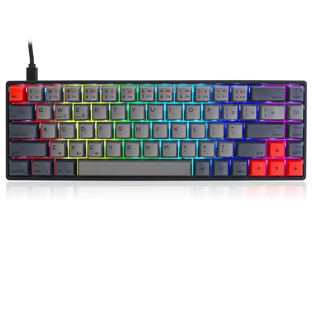 Gateron переключатели механическая клавиатура V2-gk68 PBT сублимации; Цвет серый, белый, красный зарядное устройство Usb кабель с разъемом USB типа C Jk nootebook пианино
