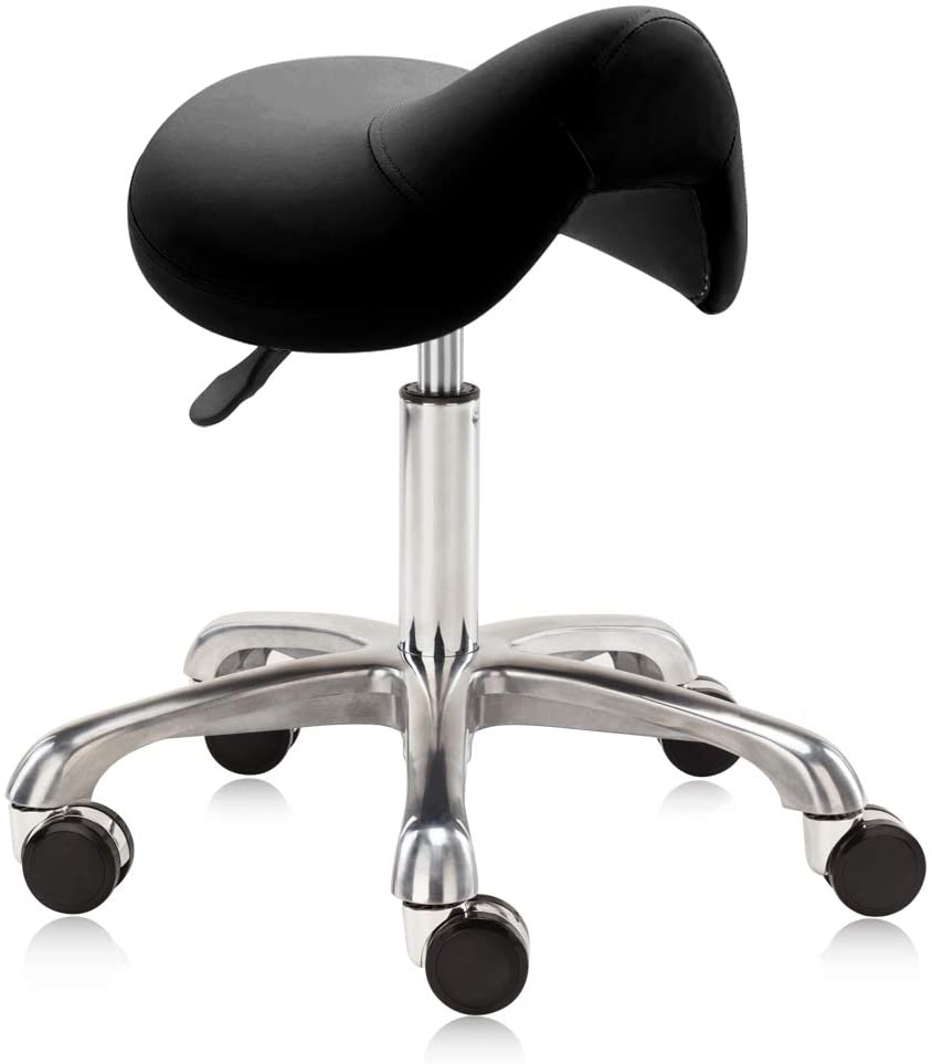 Factory Directly PU Leather Adjustable Saddle Stool Rolling Chairs with Wheels for Medical Massage Salon Kitchen Spa Drafting
