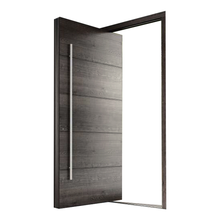 Prettywood Modern Style Grey Exterior Villa Front Entrance Wooden Entry Pivot Doors