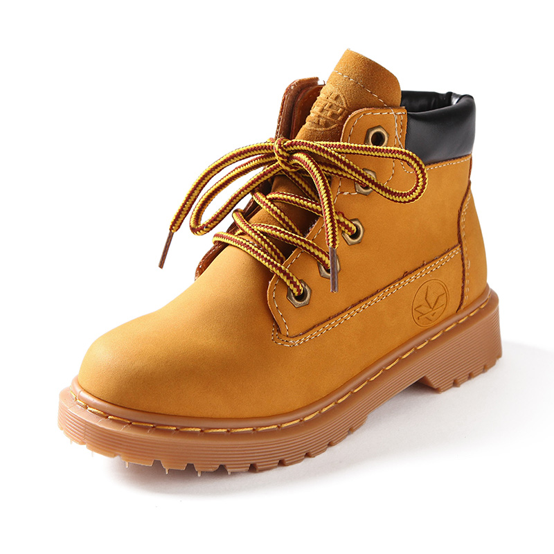 New Arrived School Boys Girls Shoes Martin Boots Fashion Autumn Winter Plush Warm Shoes Leather Boots for Kids