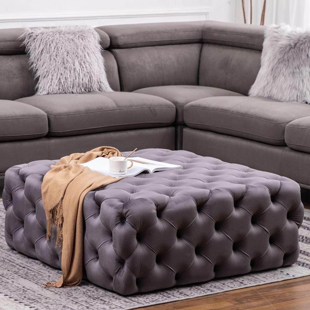 Современный Chesterfield журнальный столик для ног глубокая Кнопка бархатная трубка Османская пуффе сиденье производитель