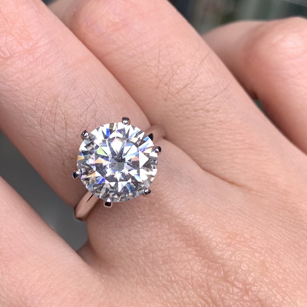 18K позолоченное PT950 4 CT 10mm D color VVS moissanite gemstone Платиновое кольцо для женщин