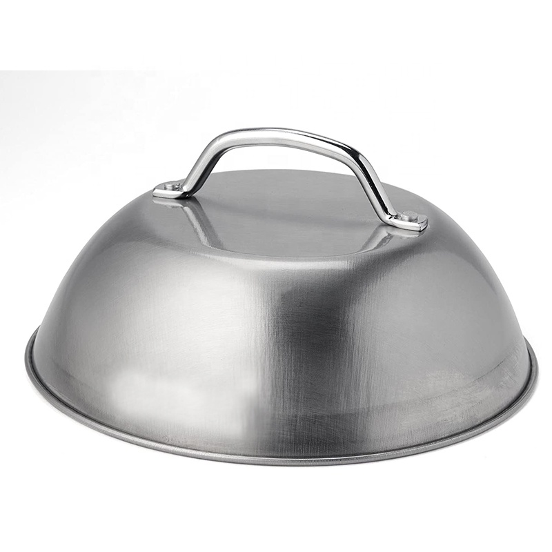 Durable Round Basting Steaming Food Cover Stainless Steel Griddle Grill Cheese Melting Dome