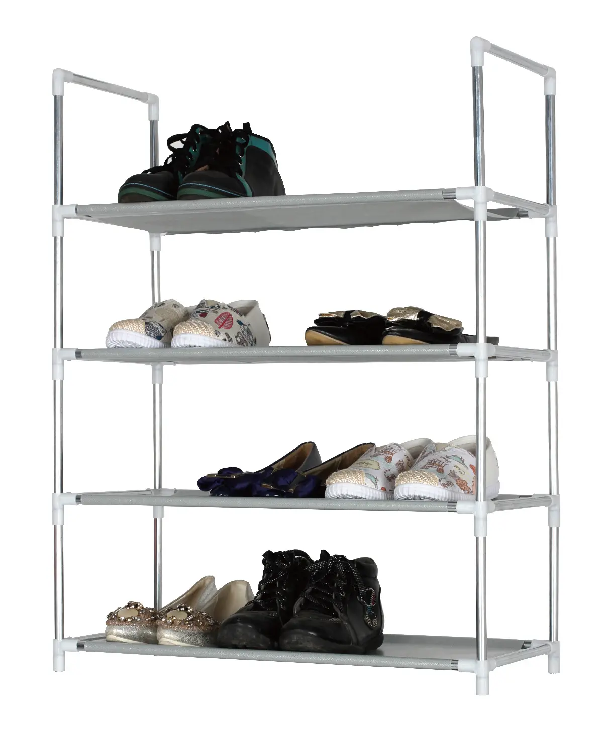 Amazon Hot Selling Simple Metal Shoe Rack, Assembly Fabric Economy Small Shoe Rack for Bedroom Dorm