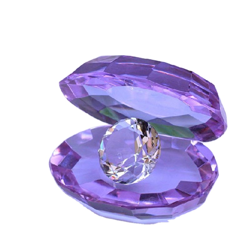 Purple Diamond Crystal Sea Shells for Guest Wedding Gifts