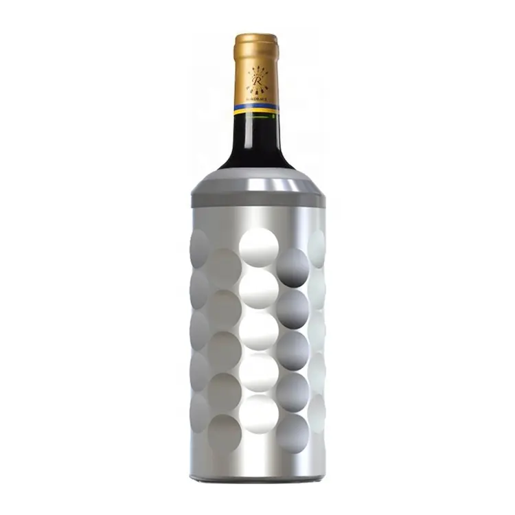 Reekoos Custom Portable No Ice Metal Champagne Wine Chiller Insulated Double Wall Stainless Steel Wine Bottle Cooler Bucket