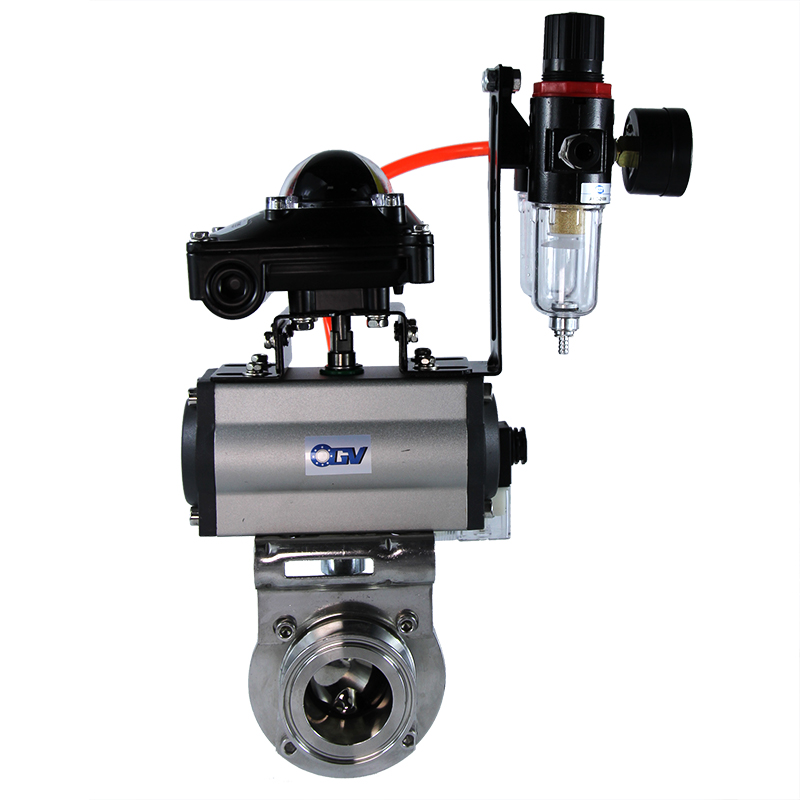 Automatic valve professional pneumatic actuator ss 304 DN15 tri clamp sanitary pinch butterfly valve with solenoid valve