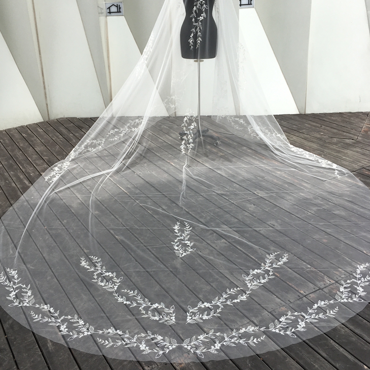 Elegant Simple Tulle High Quality Elegant Wedding Cathedral Veil Bridal