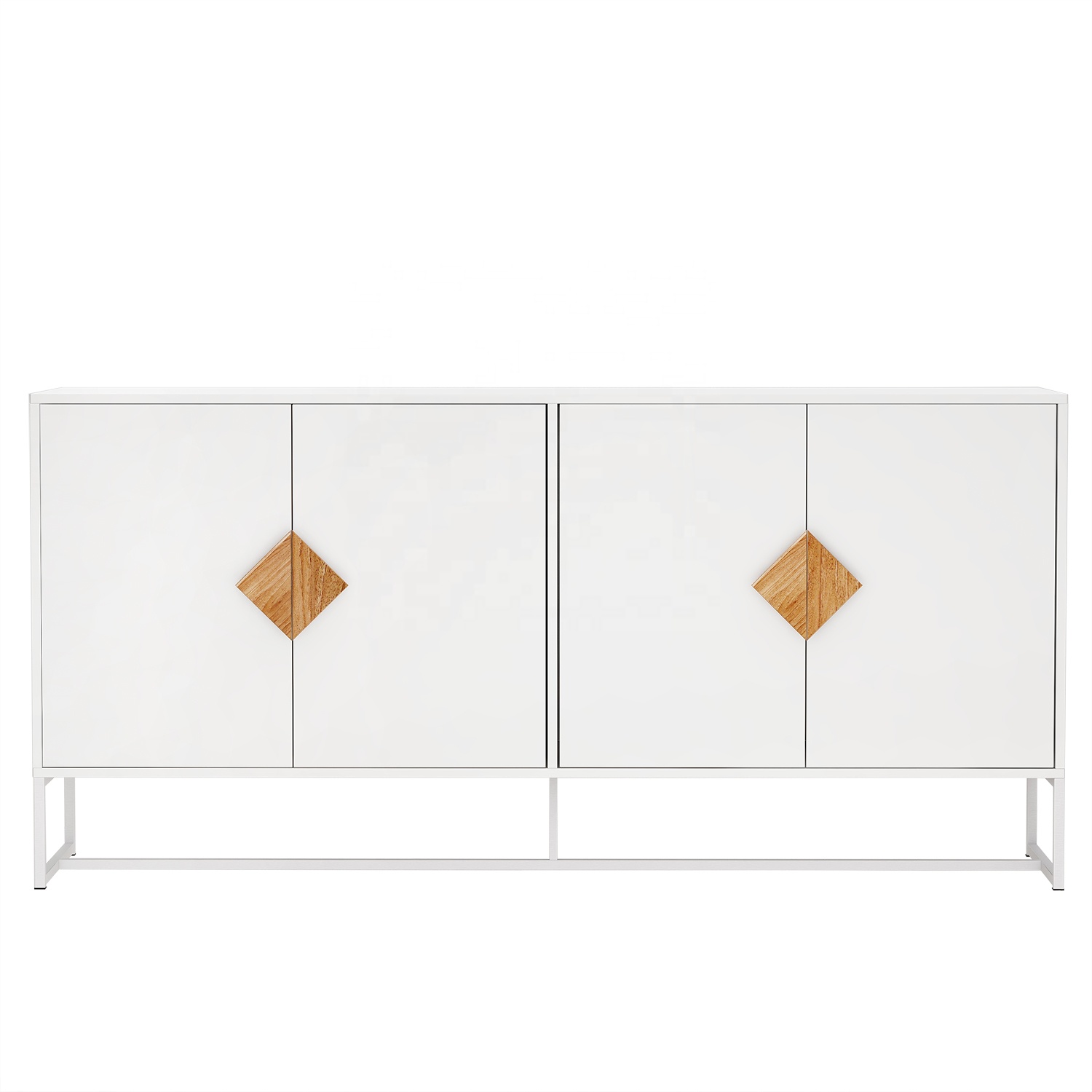 Solid wood special shape square handle design with 4 doors and double storage sideboard