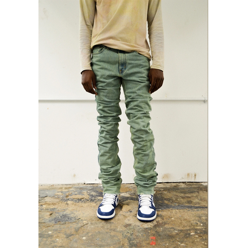 Stacked jeans fashion brand mens trousers denim high quality vintage designer custom skinny fit jeans wholesale
