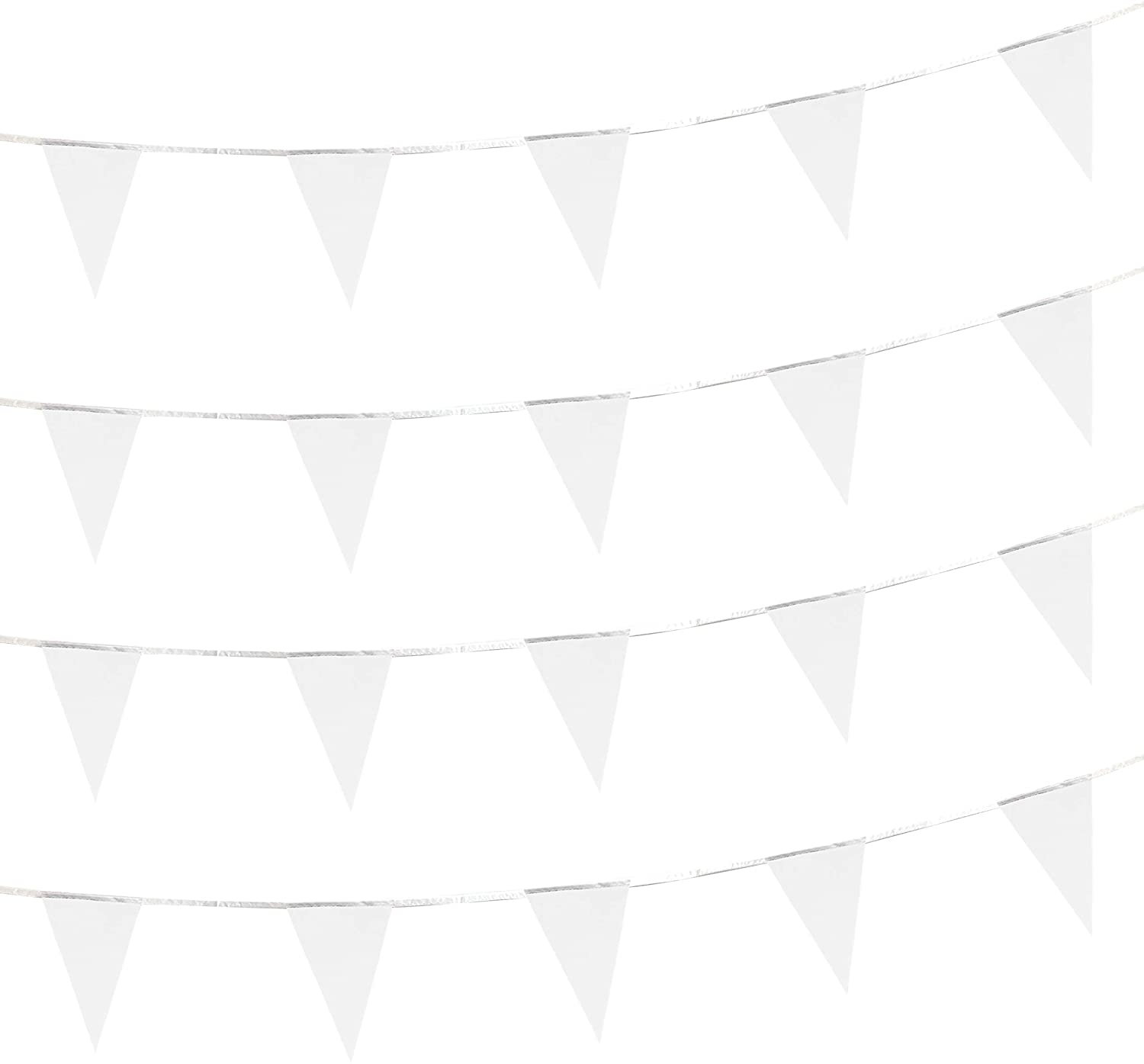 White Pennant Banner Flags String Triangle Flags Decorations for Grand Opening,Birthday Party,Festival Celebration