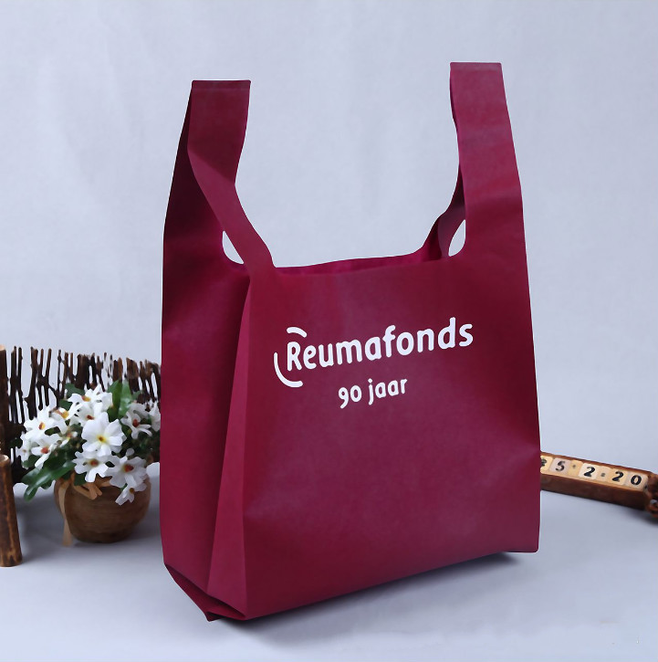 Reusable non-woven fabric t-shirt vest shopping bag for Supermarket
