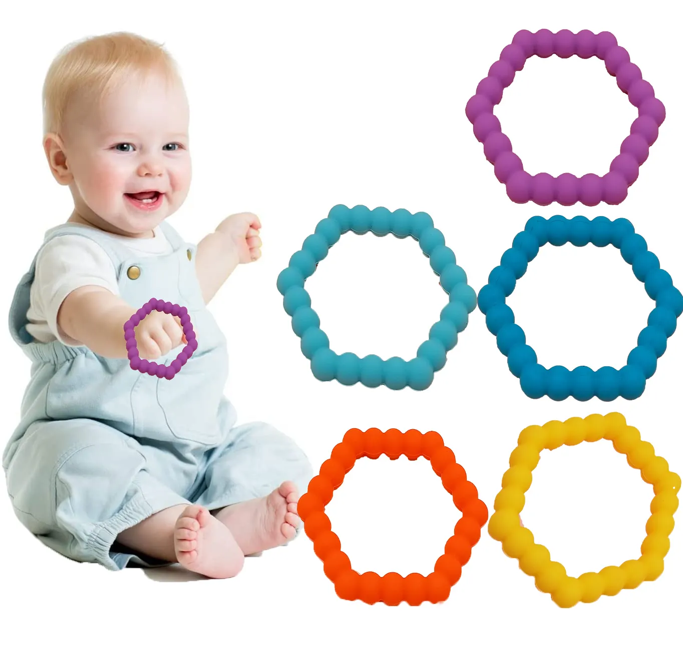 Food Grade Silicone Baby Chew Toy Silicone Baby Bracelet Teether Baby Teethers