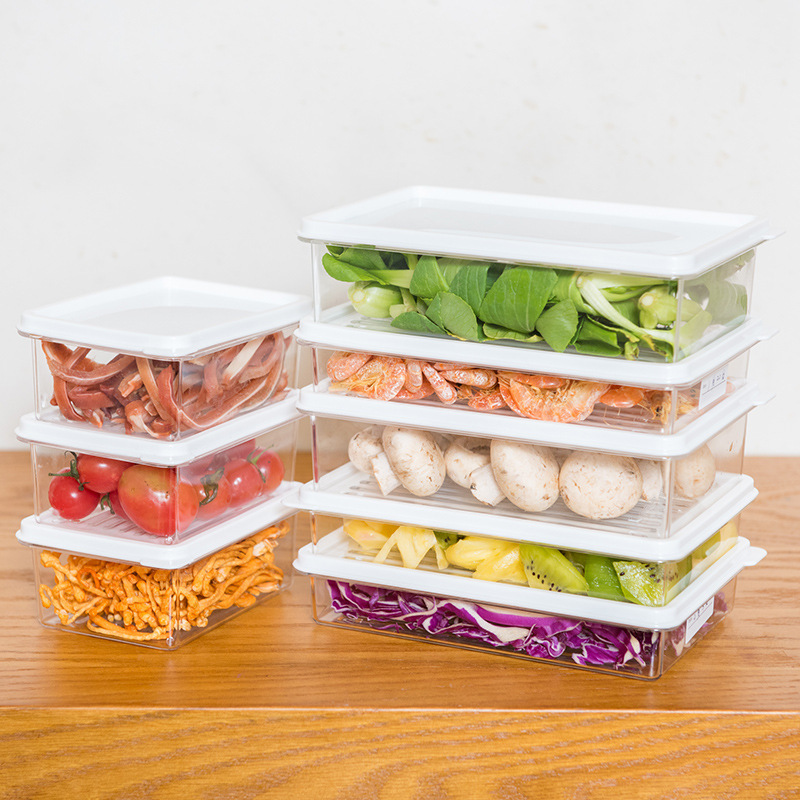 Kitchen Refrigerator Storage Containers with Lids Plastic Food Storage Box Transparent Sealed Box