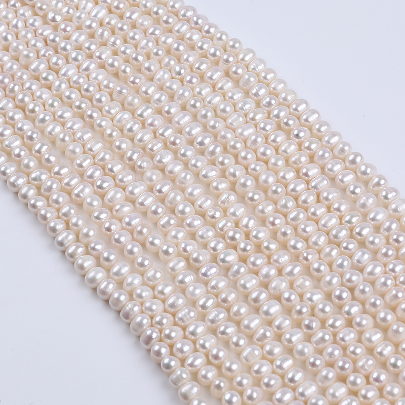 6-7mm Loose Beads Freshwater Pearl Natural Potato Shape Pearl Strands