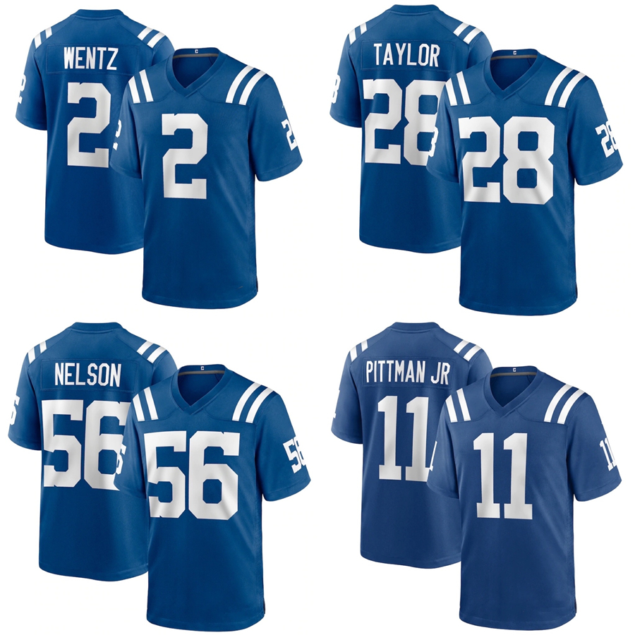 Футболка с вышивкой и вышивкой, Униформа команды Colt 2 Wentz 28 Taylor 56 Нельсон, город Индианаполис, на заказ
