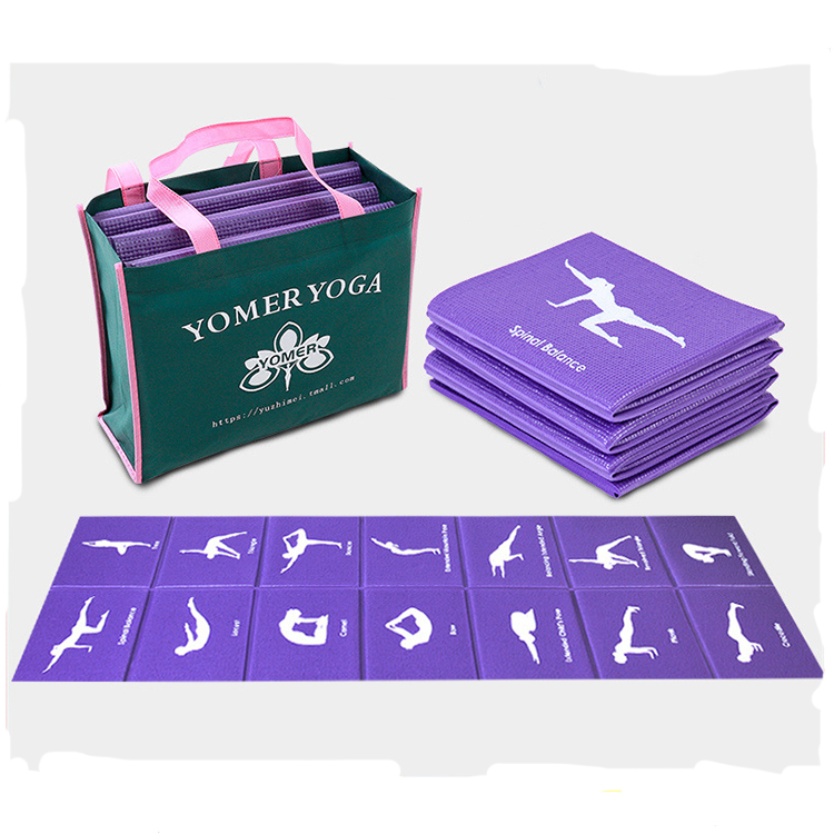 Position Line Travel Folding Yoga Mat Custom Printed Anti Slip PVC Foldable Yoga Mat