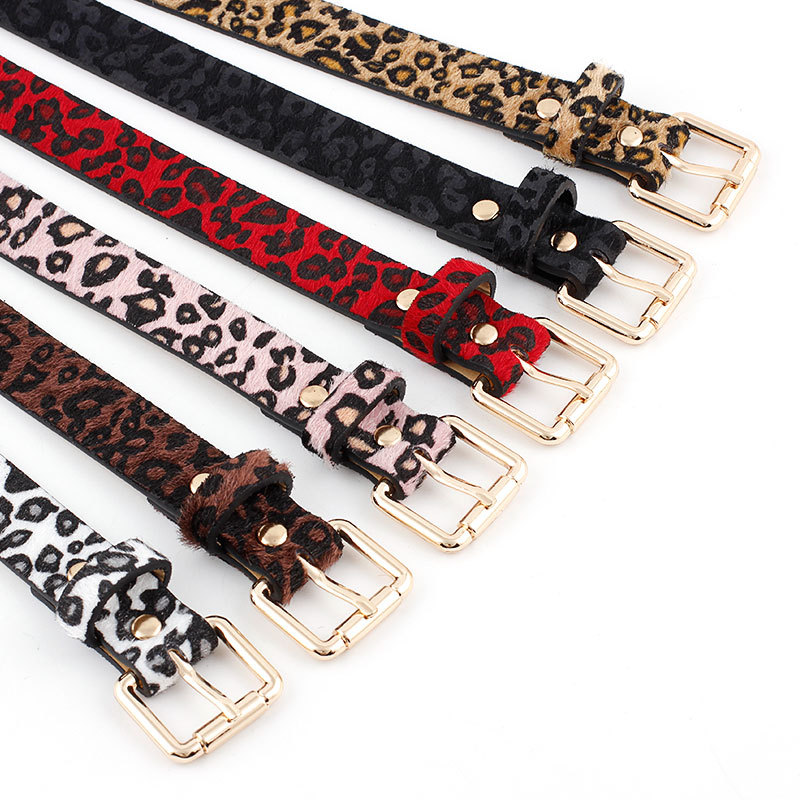 2020 оптовая продажа большой моды leopard пятнистый конский волос дизайн пояса женщин Дамы Винтаж дикий булавки пряжки ремни