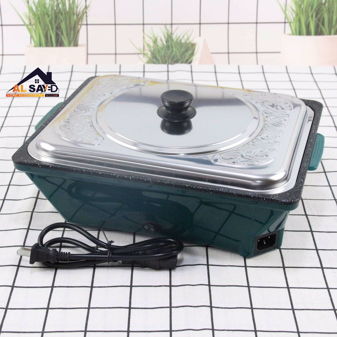 HANYANG & AL SAYED Colorful Square Temperature Control Multi-Functions Electric Skillets With Stainless Steel Lid Pizza Pan