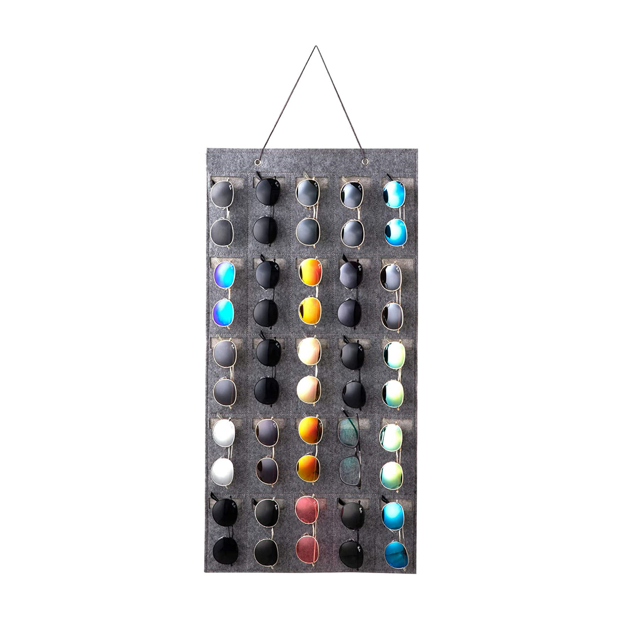 Gray eyeglasses travel felt wall pocket hanger mounted holder hanging bag sunglasses organizer storage