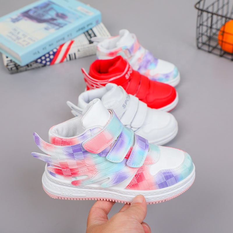 Supermax Children High-Top Buckle Flat Skate Shoes Unisex Fashion Colorful Boys Girls Boots Non-slip Kids Sneakers Autumn Winter