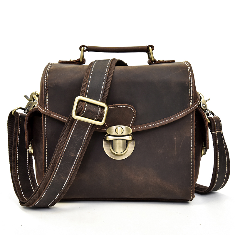 Luufan Men Crazy Horse Leather Camera Bag For Camera Genuine Cow Leather Storage package Custom Logo Leather For Photography