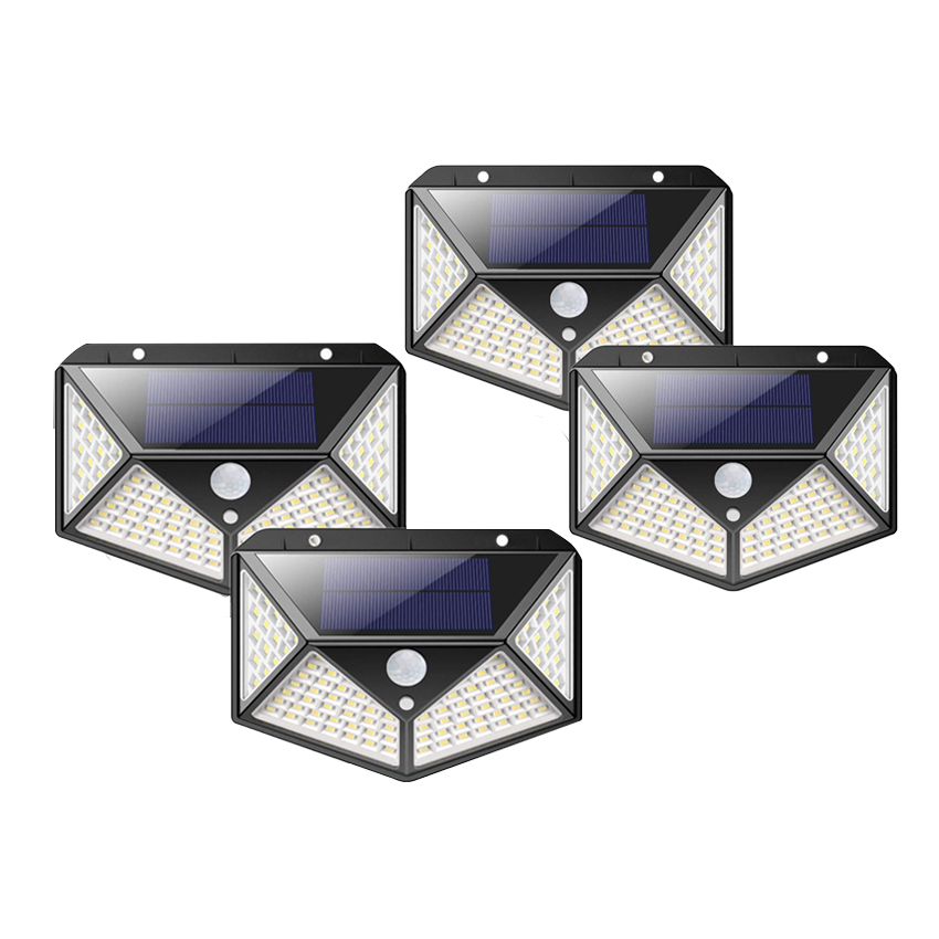 Солнечные продукты 100 Led Cob Вт Люмен наружный IP65 Водонепроницаемый 3 режима Солнечный Pir датчик движения садовый настенный светильник