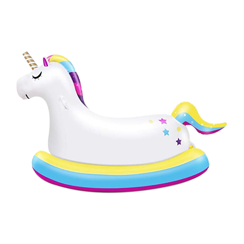 Amazon hot sale inflatable kids toy adult swimming pool party beach ring PVC white water spray unicorn