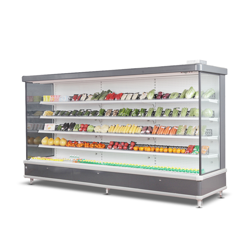 Upright display refrigerator vegetable fruit chiller ham cheese cooler showcase for supermarket