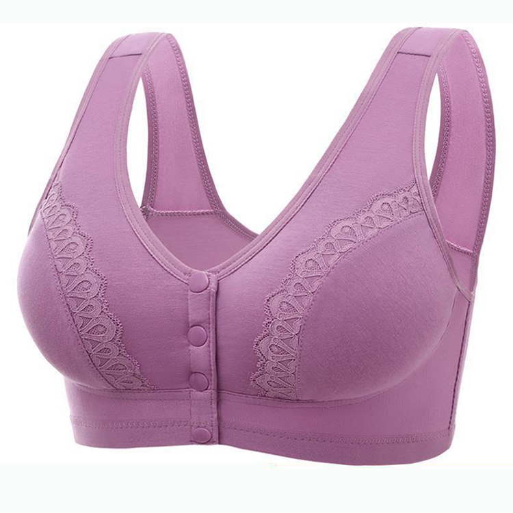 Middle-aged and elderly underwear One-Piece 8-MM large bra Front four-button vest