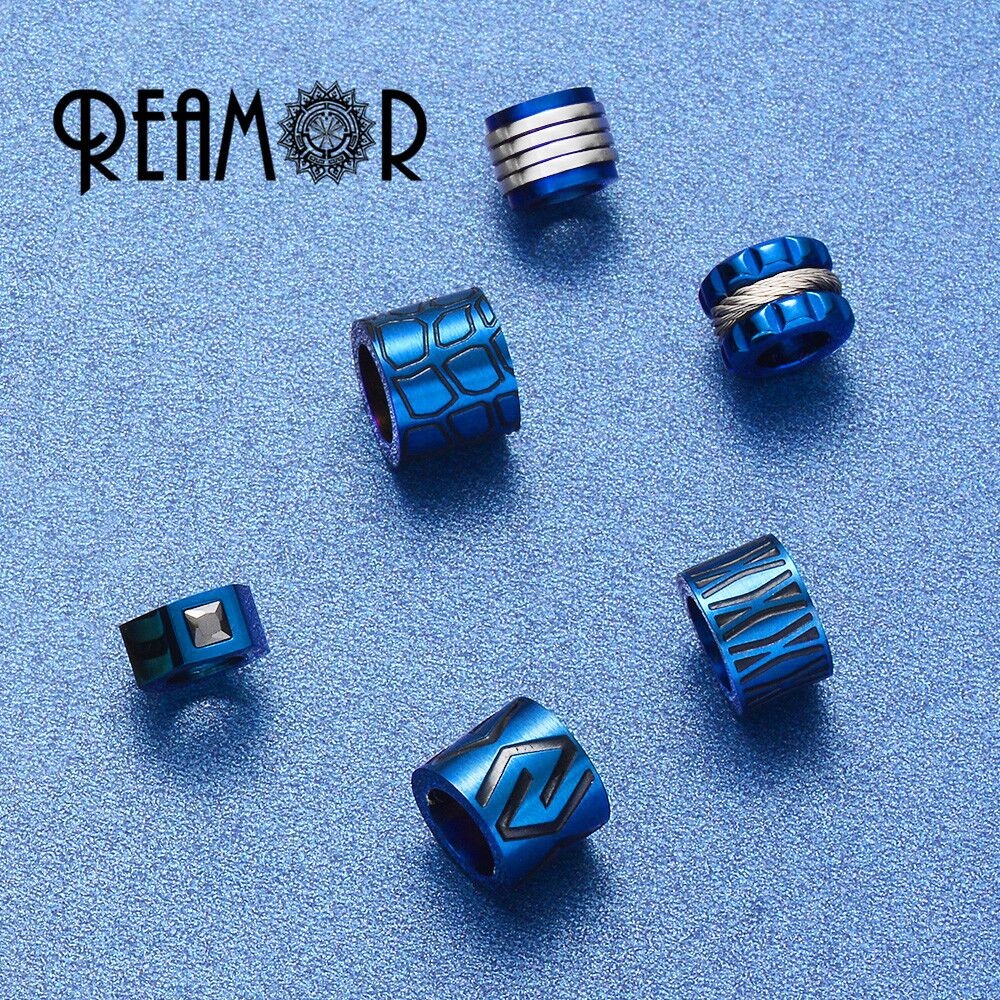 REAMOR 316 нержавеющая бисер стальной PVD покрытие черный серебристый синий бусины 6 мм/8 мм аксессуары DIY ювелирных изделий для браслет ювелирных изделий