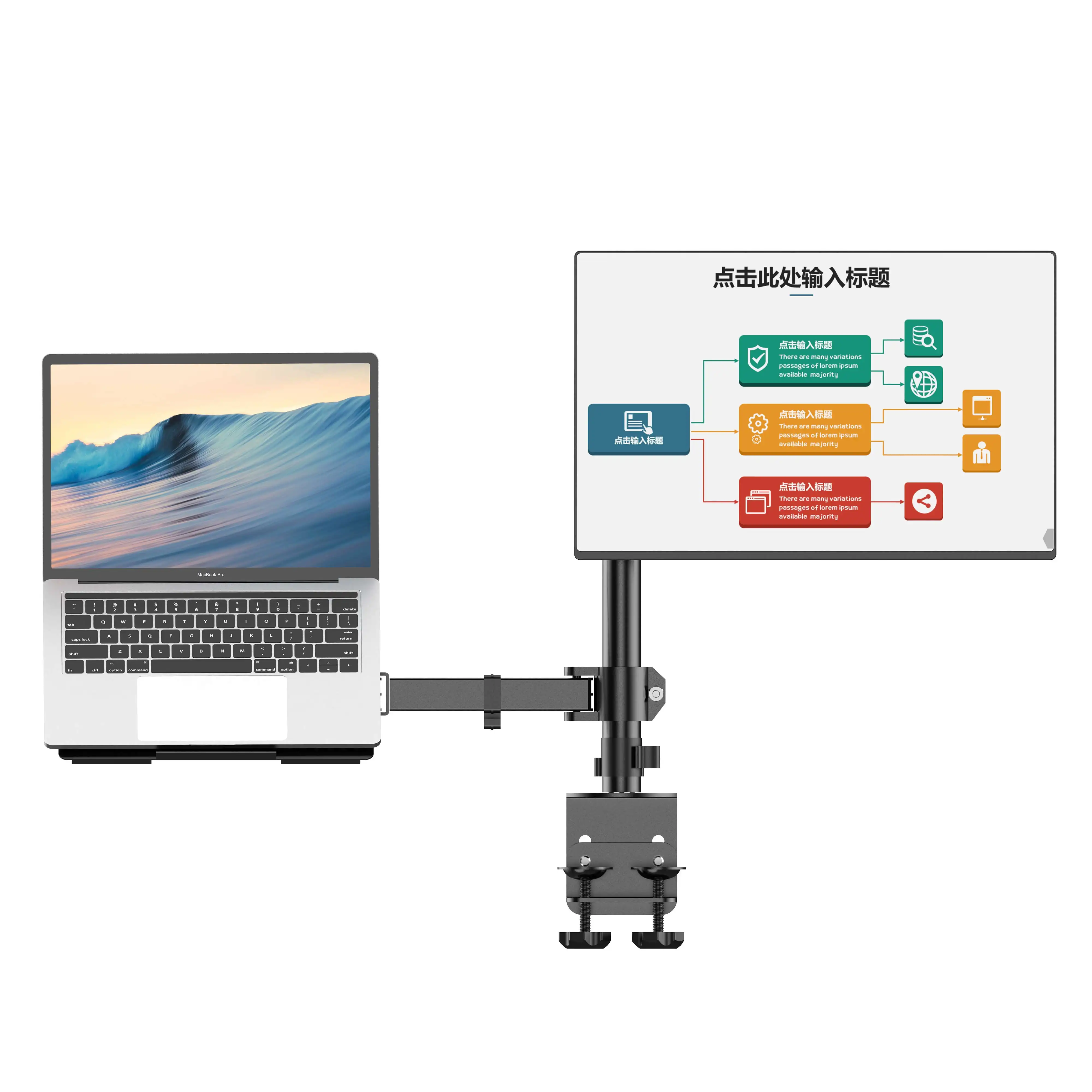 LCD Monitor Arm with Laptop Notebook Adaptor Adjustable dual Monitor Mount Stand